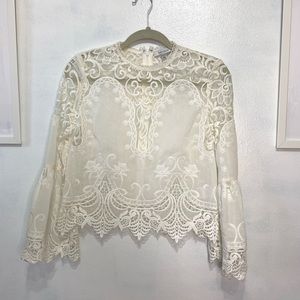 Lucy Paris White Lace Blouse